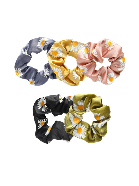 Yellow Chimes Scrunchies for Women Hair Accessories for Women 5 Pcs Satin Scrunchies Set Floral Print Rubber Bands Multicolor Scrunchie Ponytail Holders Hair Ties for Women and Girls Gifts for Women