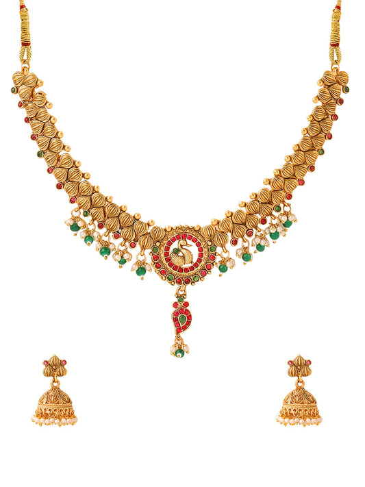 Yellow Chimes Jewellery Set For Women | Ethnic Gold Plated Choker Necklace Set for Women | Traditional Jewellery Sets For Girls | Birthday Gift for Girls & Women Anniversary Gift for Wife