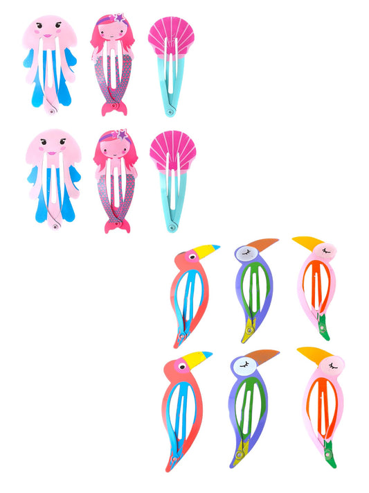 Melbees by Yellow Chimes Hair Clips for Girls Kids Hair Clip Hair Accessories for Girls Baby's 12 Pcs Multicolor Birds Shaped Snap Hair Clips Tic Tac Clips Hariclips for kids Baby Teens & Toddlers