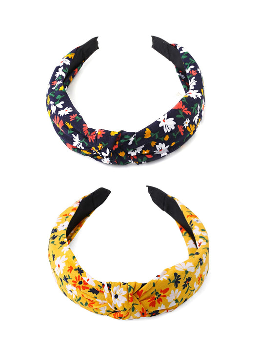 Yellow Chimes Hair Band for Women Girls Hair Accessories for Women 2 Pcs Headband for Women Knot Fabric Hair Band for Girls Twist Turban Headband Cross Knot Hair Bands Elastic Hair Accessories