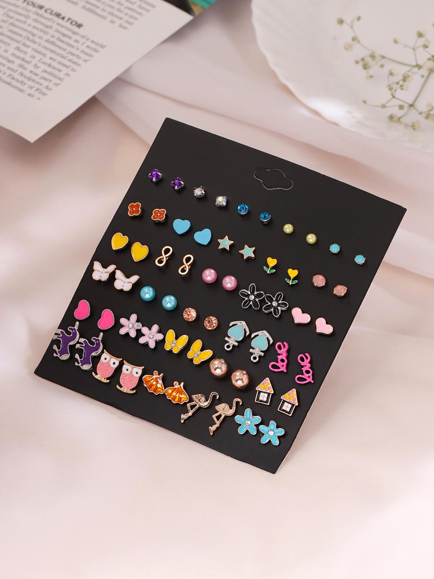 Melbees by Yellow Chimes Stud Earrings for Girls | Multicolor Studs Earring Set | Kids Jewellery Earring Combo Set of 30 Pairs Small Earrings | Birthday Gift for Girls Kids