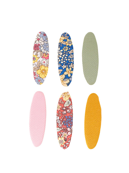 Yellow Chimes Hair Clips for Women Girls Hair Clip Hair Accessories for Women 6 Pcs Multicolor Fabric Floral Printed Snap Hair Clips for Girls Tic Tac Clips Hairclips for Women Girls