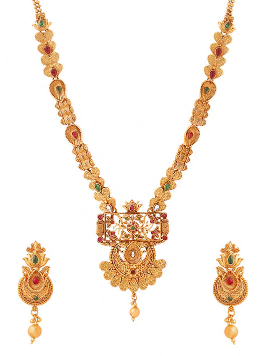 Yellow Chimes Jewellery Set For Women | Golden Necklace Set for Women | Traditional Long Gold Plated Jewellery Set for Girls | Birthday Gift for Girls & Women Anniversary Gift for Wife