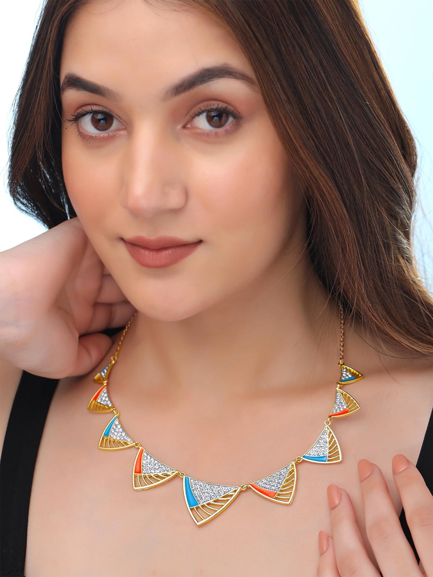 Yellow Chimes Choker Necklace For Women | Fashion Western Necklace For Girls | Golden White Stone Necklace | Gold Plated Neck Chain For Women | Birthday Gift for Girls Anniversary Gift for Wife