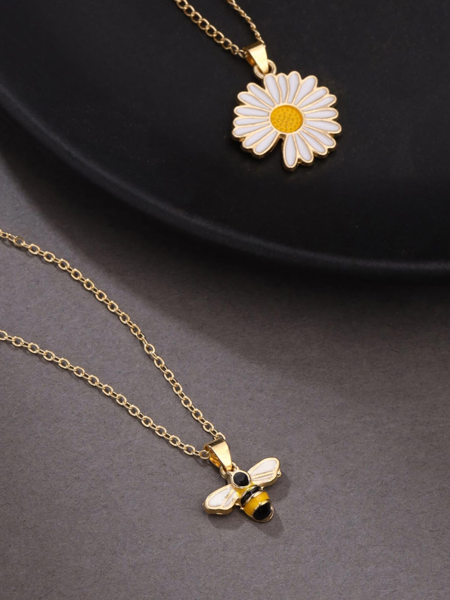 Yellow Chimes Pendant Necklace for Women | Fashion Golden Flower & Bee Pendant for Girls | Chain Necklace Combo of 2 Pcs Neck Chains for Girls | Birthday Gift for Girls