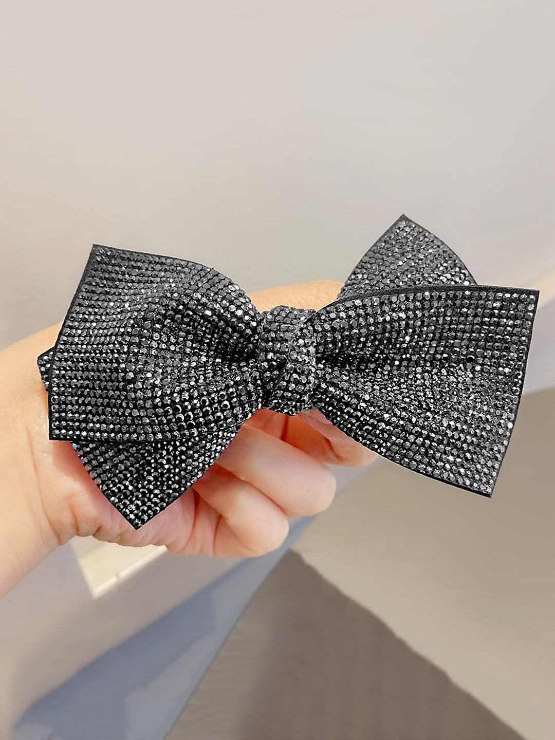 Yellow Chimes Hair Clips for Women Girls Barrette Hair Clips for Women Hair Accessories for Women Bow Clips for Women Black Crystal French Barrette Hair Clips for Women and Girls Gifts For Women