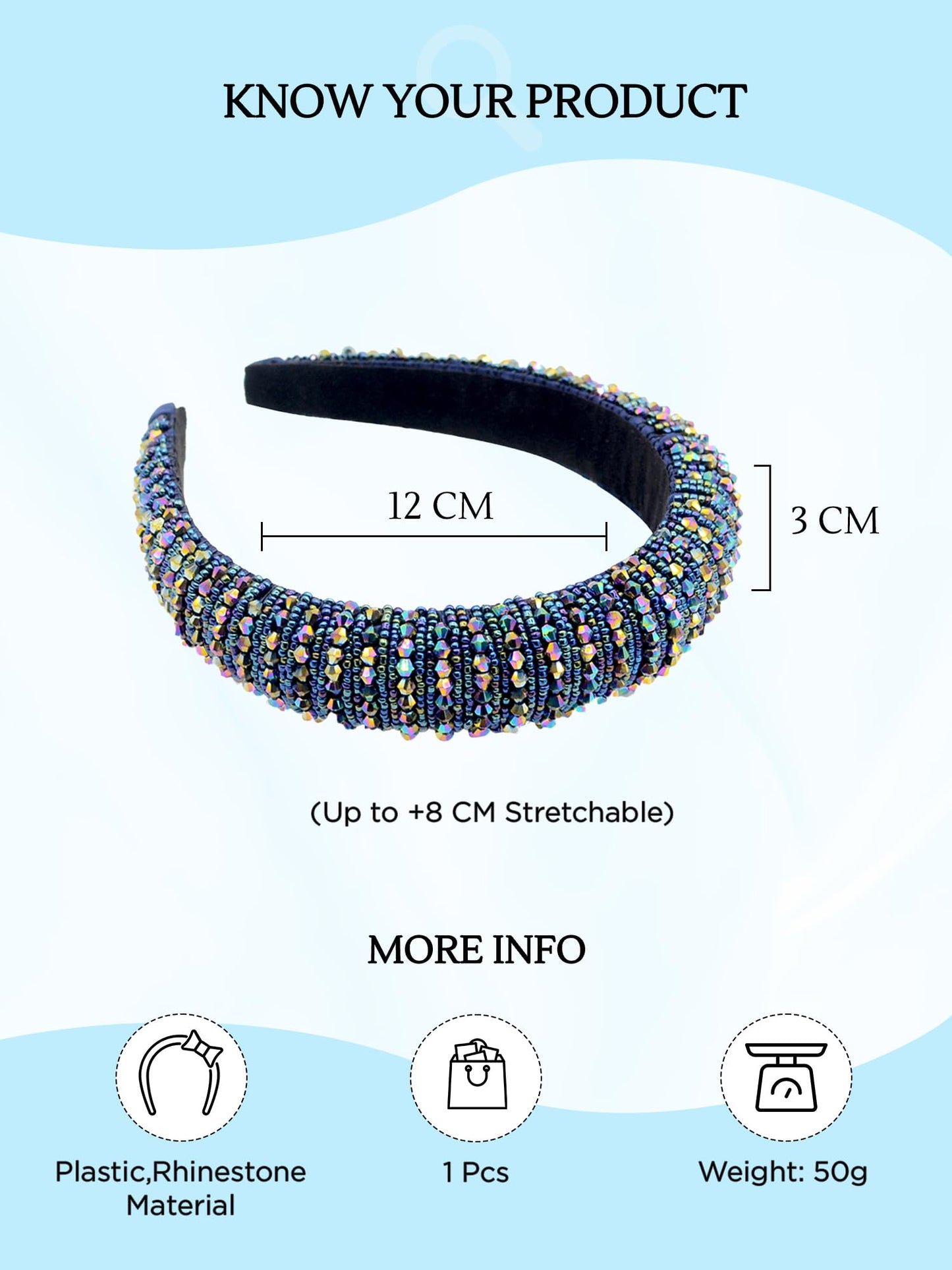 Yellow Chimes Hair Band for Women Girls Hair Accessories for Women Crystal Rhinestone Headband for Women Hair Band for Girls Black Headband Hair Bands for Girls Hair Accessories for Women Gifts