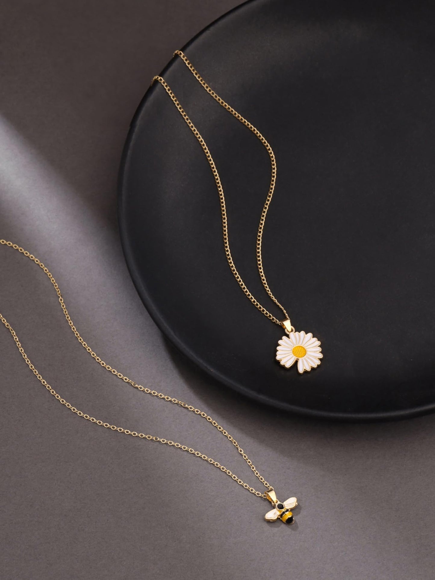 Yellow Chimes Pendant Necklace for Women | Fashion Golden Flower & Bee Pendant for Girls | Chain Necklace Combo of 2 Pcs Neck Chains for Girls | Birthday Gift for Girls