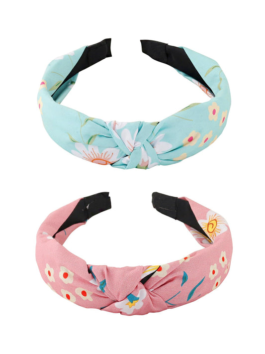 Yellow Chimes Hair Band for Women Girls Hair Accessories for Women 2 Pcs Headband for Women Knot Fabric Hair Band for Girls Twist Turban Headband Cross Knot Hair Bands Elastic Hair Accessories