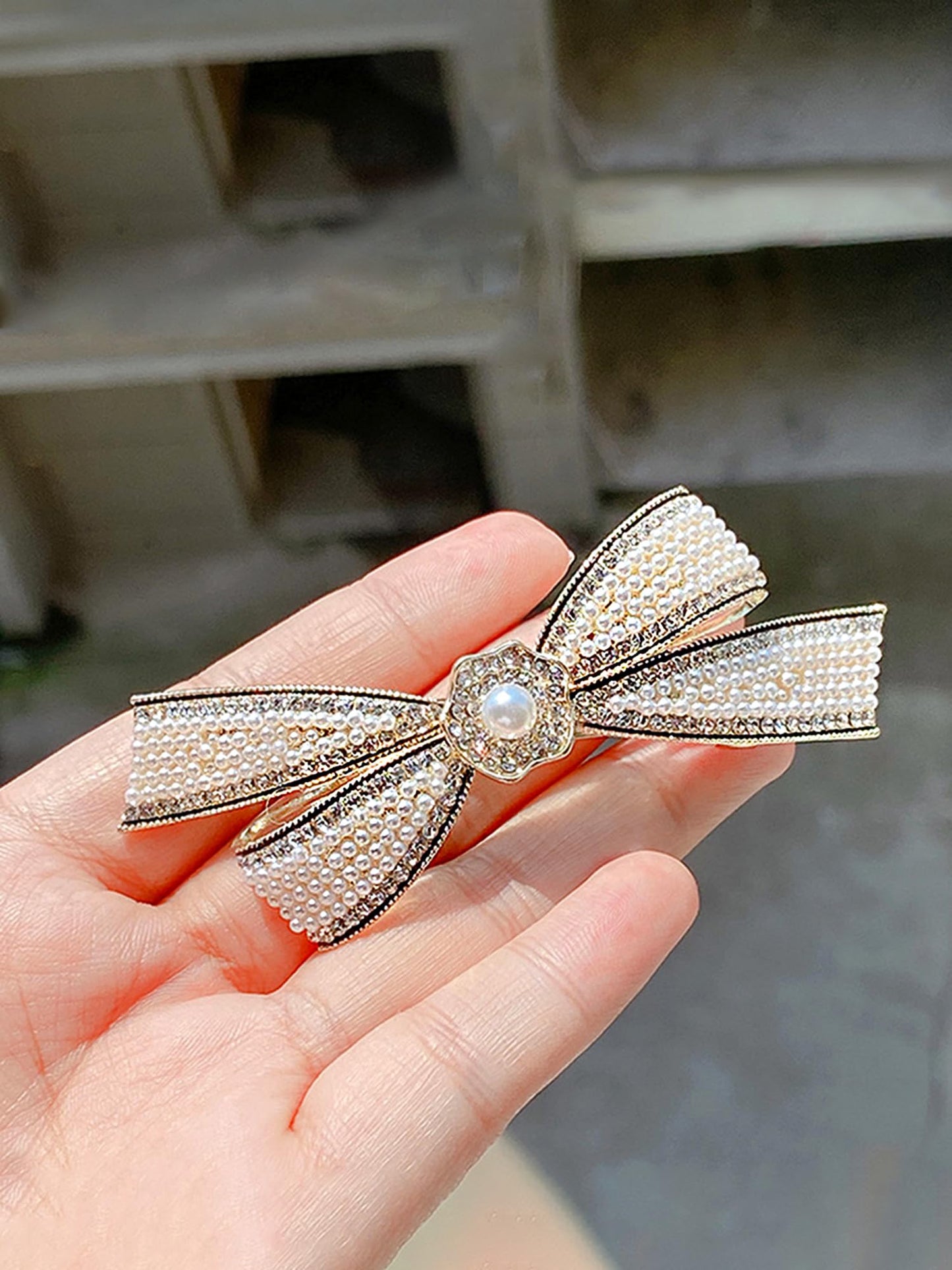 Yellow Chimes Hair Clips for Women Girls Barrette Hair Clips for Women Hair Accessories for Women Bow Clips for Women White Pearl French Barrette Hair Clips for Women and Girls Gift For Women & Girls