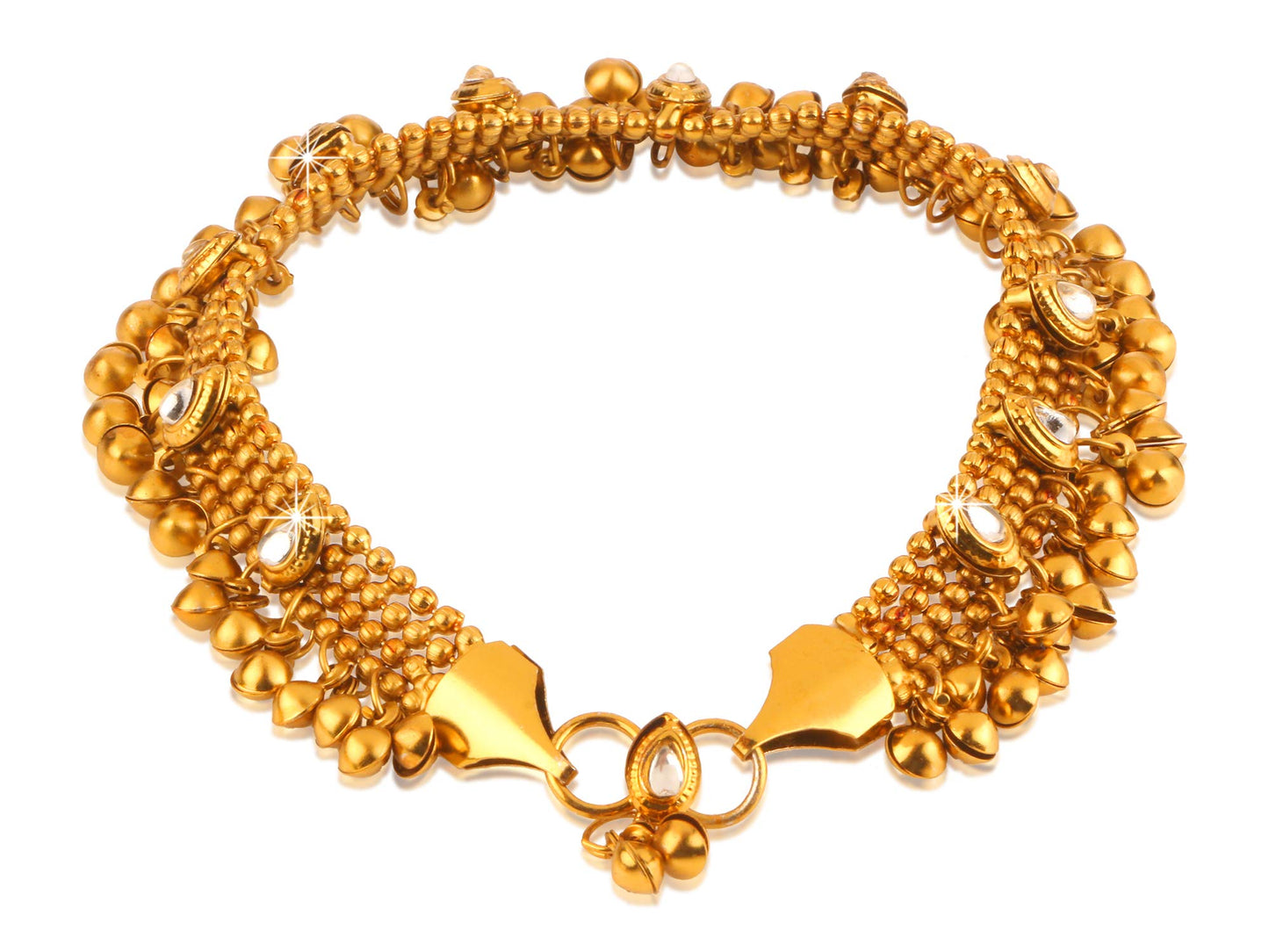 Yellow Chimes Exquisite Studded Golden Oxidized Traditional Kundan Payal Anklets for Women and Girls