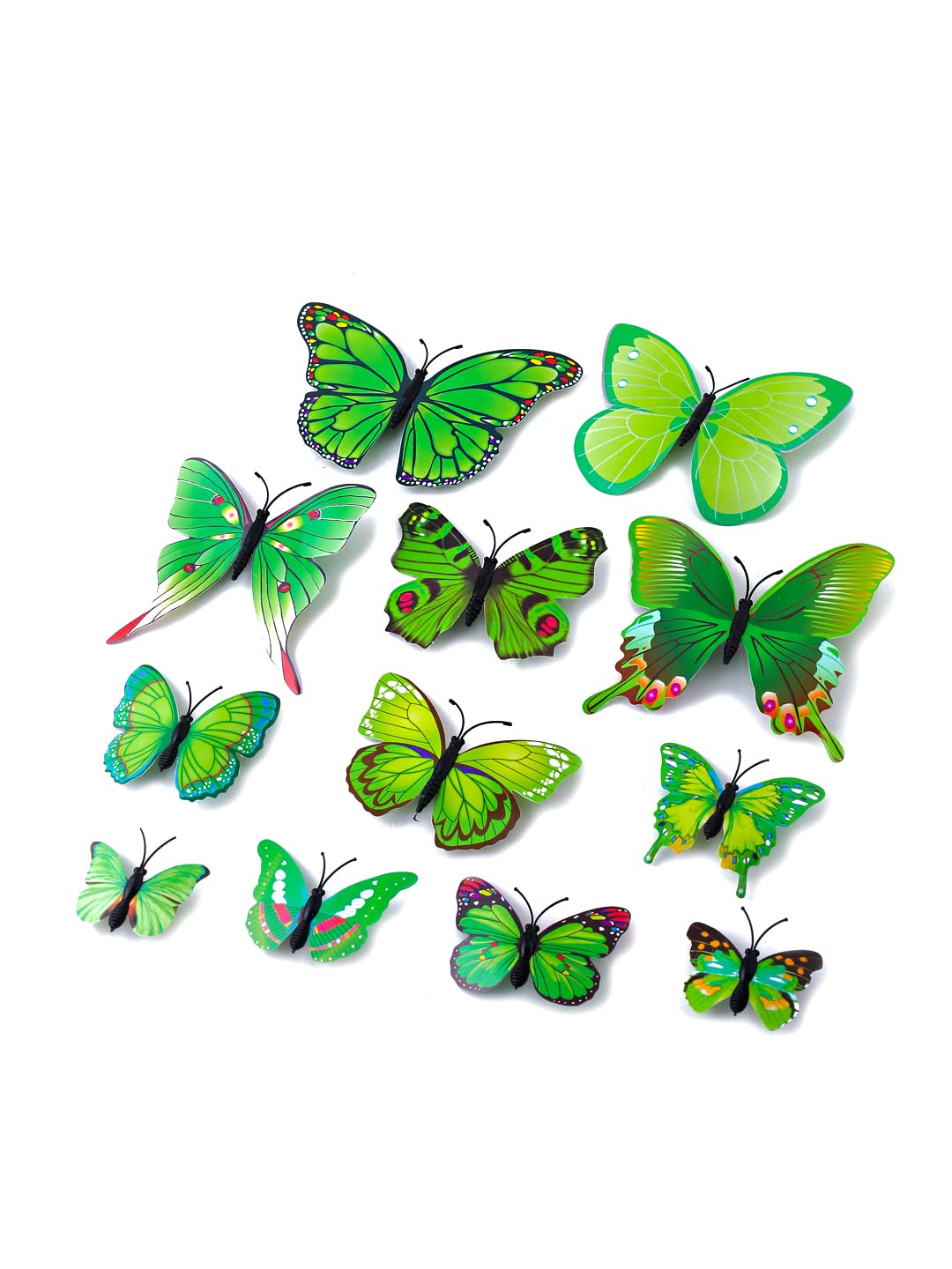 Melbees by Yellow Chimes Hair Clips for Girls Kids Hair Clip Hair Accessories for Girls Baby's Set of 12 Pcs Green Butterfly Alligator Clips for Girls Hair Clips for Baby Girl Alligator Clips for Kids