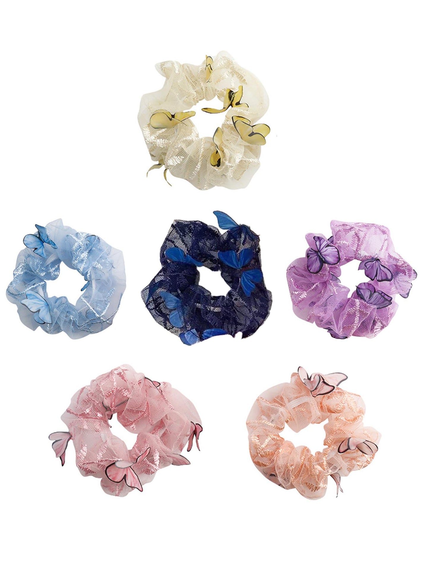 Yellow Chimes Scrunchies for Women 2 Pcs Butterfly Scrunchies Hair Ties Satin Scrunchies Pony Holder For Women and Girls Hair Accessories.