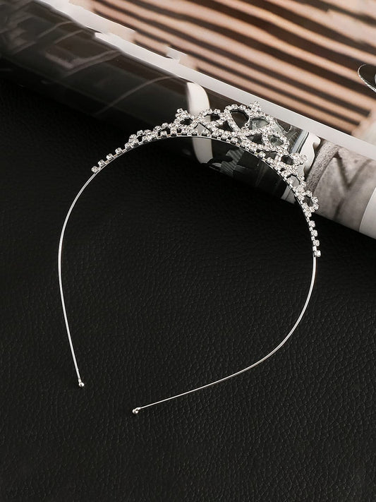 Melbees by Yellow Chimes Head Band For Women Silver Crystal Bead Hair Tiara Headband Crown Shape For Women and Girls