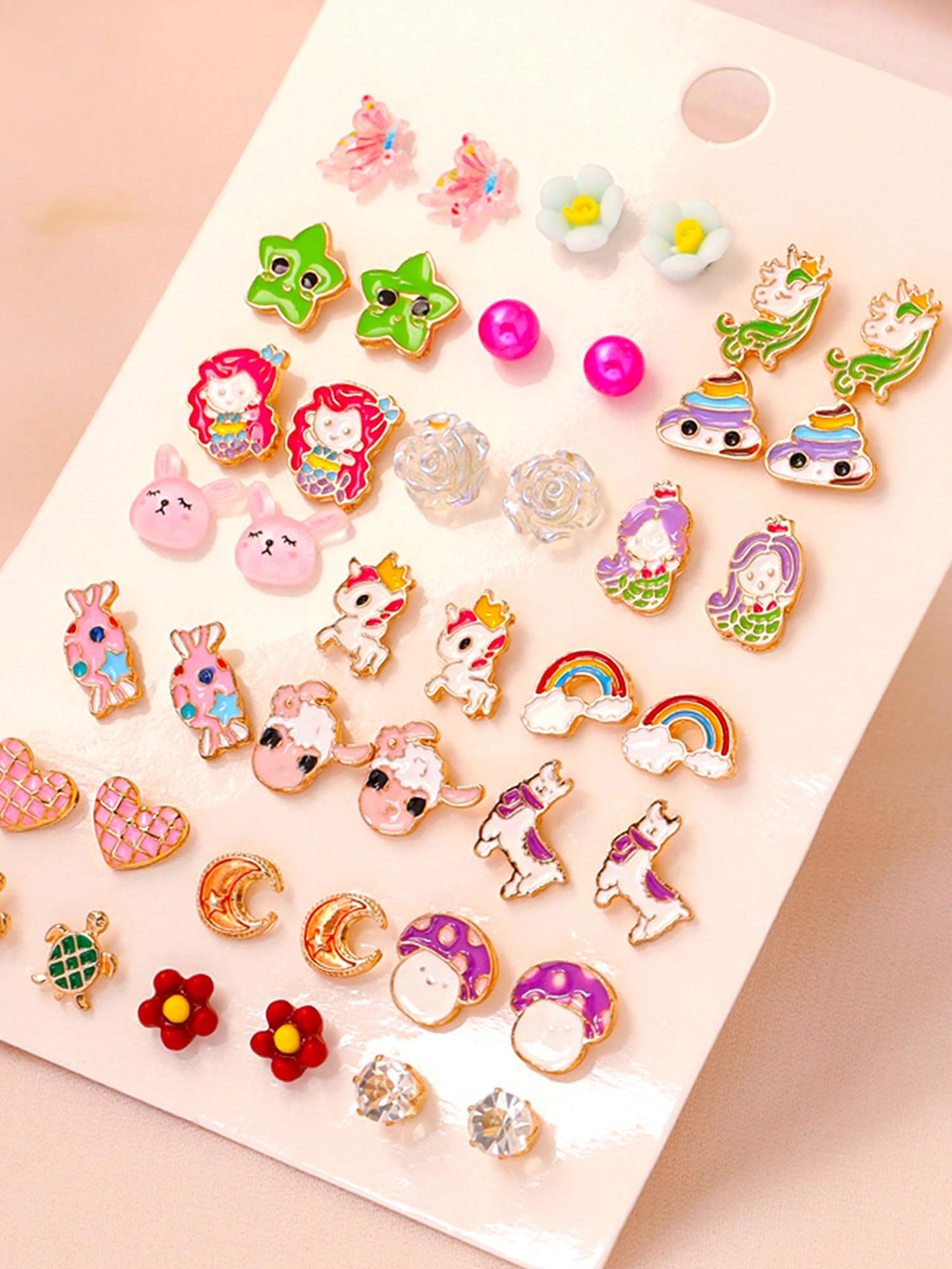 Melbees by Yellow Chimes Stud Earrings for Girls | Multicolor Studs Earring Set | Kids Jewellery Earring Combo Set of 21 Pairs Small Earrings | Birthday Gift for Girls Kids