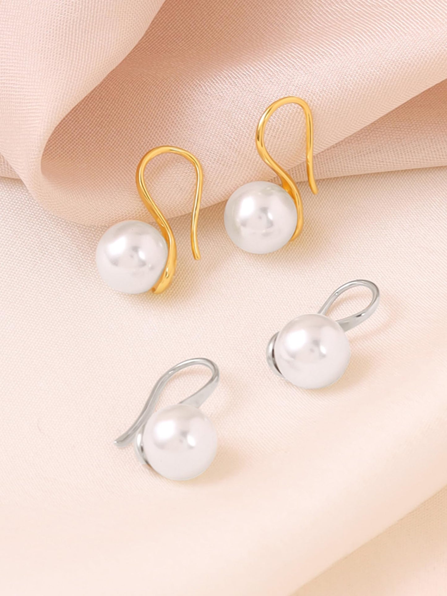 Yellow Chimes Pearl Drop Earrings For Women | Fashion Women Earrings | Combo of 2 Pairs Pearls Earrings For Girls | Birthday Gift for Girls Anniversary Gift for Women