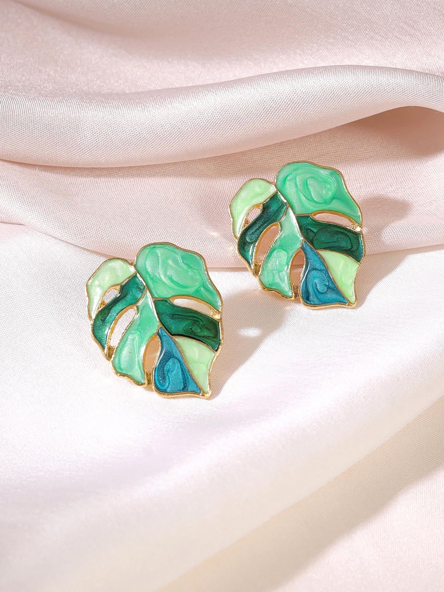 Yellow Chimes Stud Earrings for Women | Fashion Green Earrings for Girls Bohemian Leafy Shaped Studs Earrings | Women Earrings | Birthday Anniversary Gift For Girls Wife