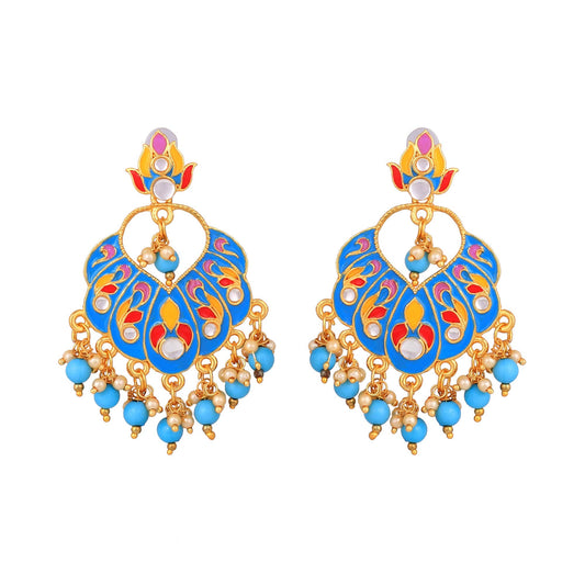 Yellow Chimes Beautifully Enamelled Stylish Gold Plated Meenakari Chandbali Earrings for Women and Girls…