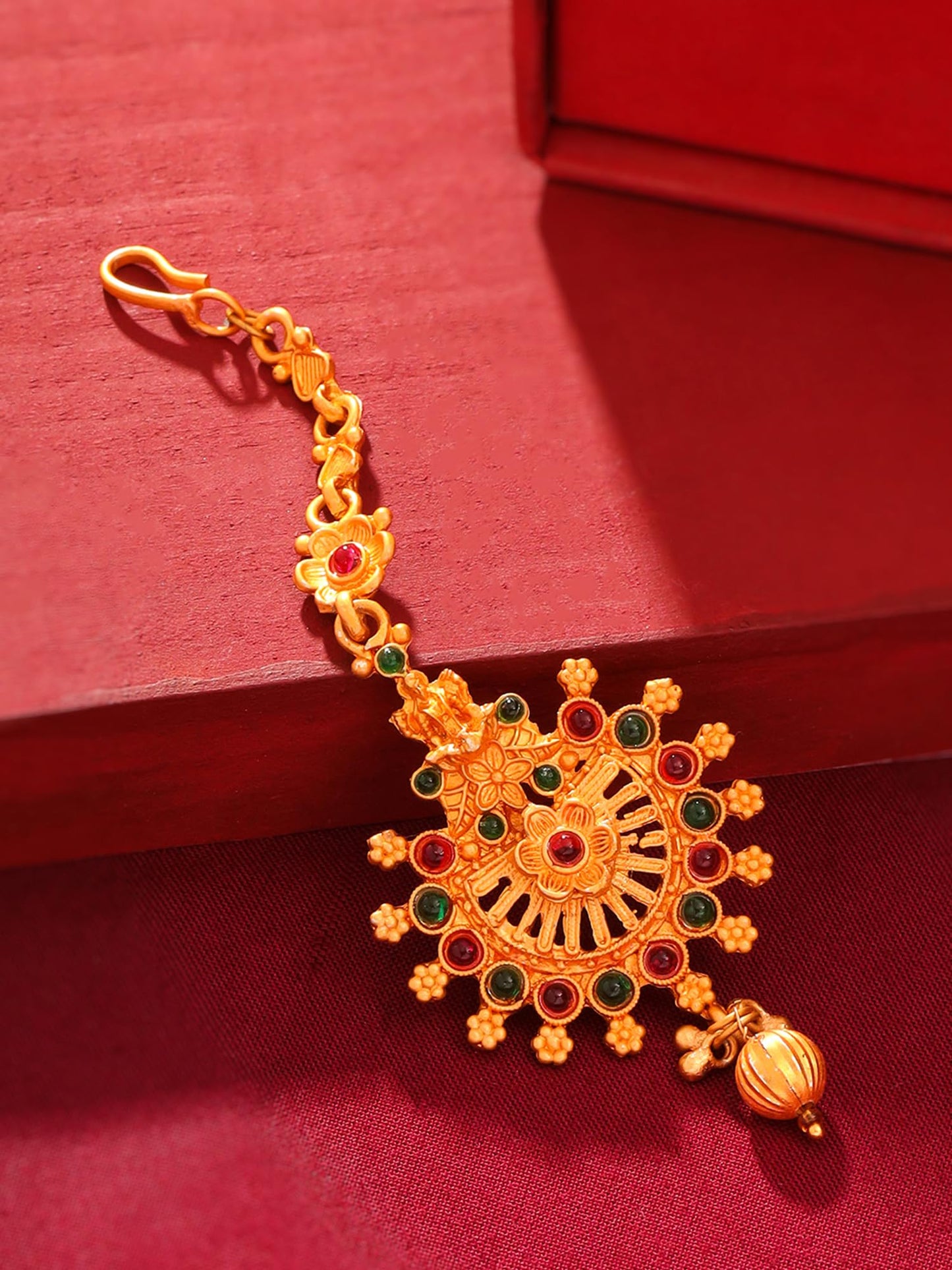 Yellow Chimes Maang Tikka For Women | Traditional Bridal Golden Maangtikka Netichutti For Girls | Gold Plated Ethnic MaangTika | Birthday Gift for Girls & Women Anniversary Gift for Wife