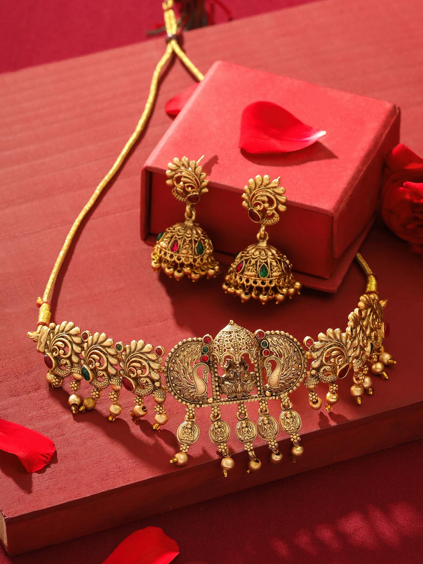 Yellow Chimes Jewellery Set For Women | Ethnic Gold Plated Choker Necklace Set for Women | Traditional Temple Jewellery Sets For Girls | Birthday Gift for Girls & Women Anniversary Gift for Wife