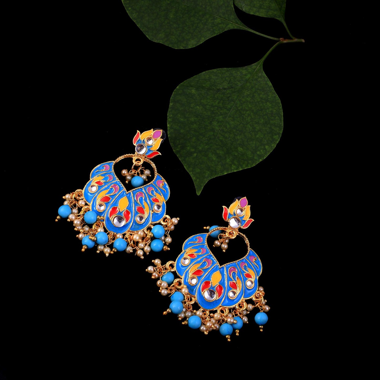 Yellow Chimes Beautifully Enamelled Stylish Gold Plated Meenakari Chandbali Earrings for Women and Girls…