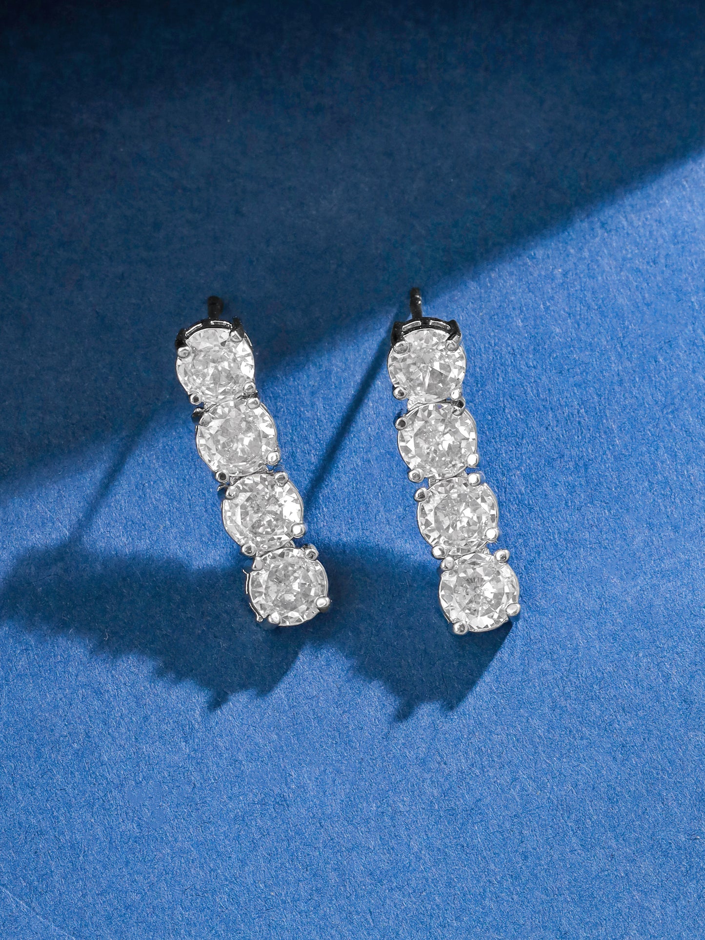 Yellow Chimes American Diamond Necklace Set For Women | White Stone Silver Jewellery Set For Women | Diamond Necklace Set | Birthday Gift for Girls Anniversary Gift for Wife