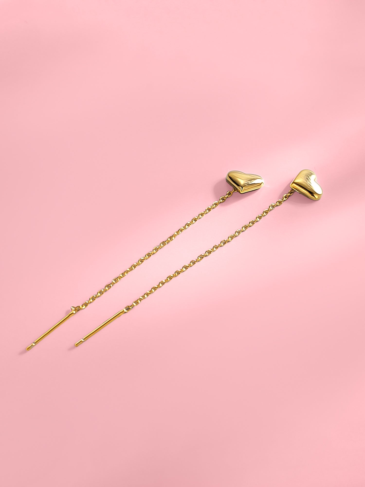 Thread Earring Yellow Yellow Chimes Threader Earrings for Women Gold Plated Heart Shaped ...