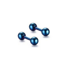 Dumbbells Fashion Stainless steel Blue Studs Earrings - Yellow Chimes