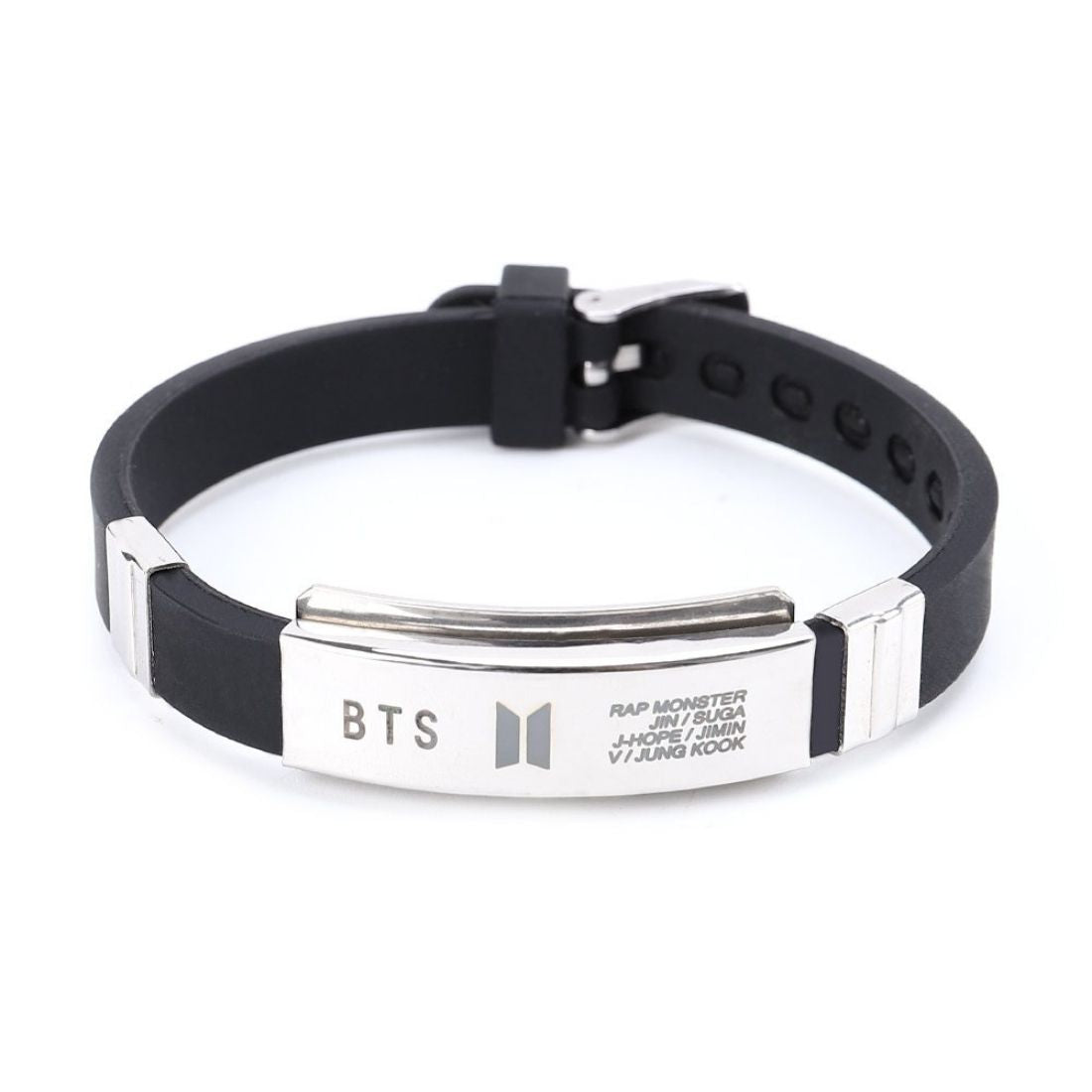 Kpop BTS Stainless Steel Silicon Wristband Unisex Bracelet