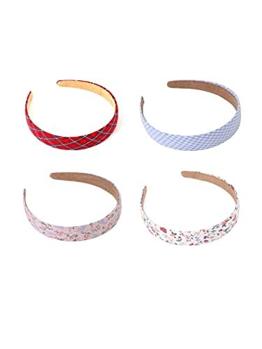 Kairangi Hair Bands for Girls Kids Hair Accessories for Girls Baby Hair Band 4 Pcs Floral Printed Multicolor Hairband for Girls Kids Head Bands for Girls Kids & Toddlers