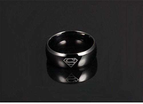 Yellow Chimes Titanium Superman Stylish Black Ring for Men and Boys, US 10, YCFJRG-SUP2245-10-BK