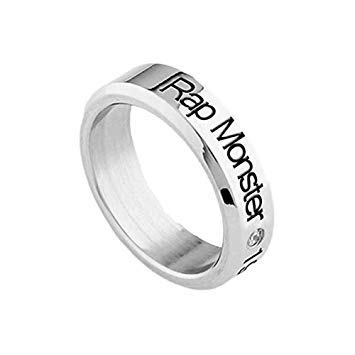 Yellow Chimes Rings for Men Kpop BTS Band Rap Monster Name and DOB Silver Band Ring for Men and Boys