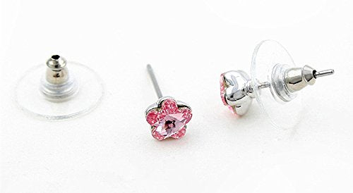 Yellow Chimes Crystals from Swarovski Platinum Plated Flower Crystal Earrings for Women and Girls (Light Rose)
