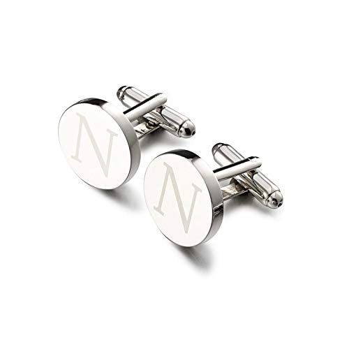 Yellow Chimes Exclusive Collection Stainless Steel Alphabet 'N' Statement Silver Cufflinks for Men