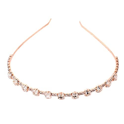 Kairangi Hair Band for Girls & Women Hairband for Women Head Band Bridal Crystal Headpeice Hairband for Women Birthday Gift for Women & Girls (Rosegold Hair Band)