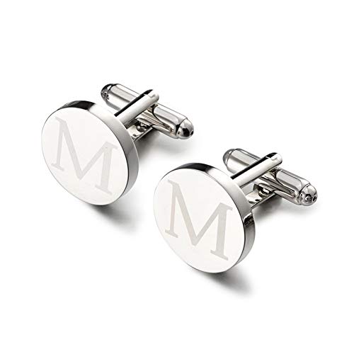 Yellow Chimes Cufflinks for Men Stainless Steel Alphabets Cuff links Letter 'M' Statement Silver Cufflinks for Men and Boy's