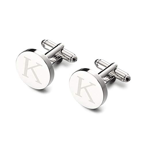 Yellow Chimes Cufflinks for Men Cuff links Stainless Steel Alphabet 'K' Statement Silver Cufflinks for Men and Boy's