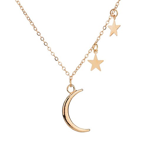 Yellow Chimes Classic Design Moon and Star Clavicle Chain Stylish Gold Plated Choker Pendant Necklace for Women and Girl's