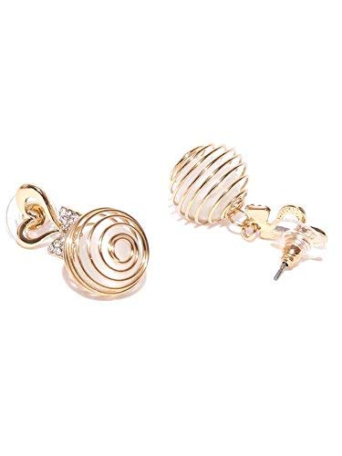 Yelow Chimes Luxurias Edition Collection Heart Shaped Pearl Crystal Ball Plushy Drop Earrings For Women