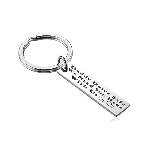Yellow Chimes Keychain for Men Drive Safe Touching Message Stainless steel Silver Keychain for Men and Boys