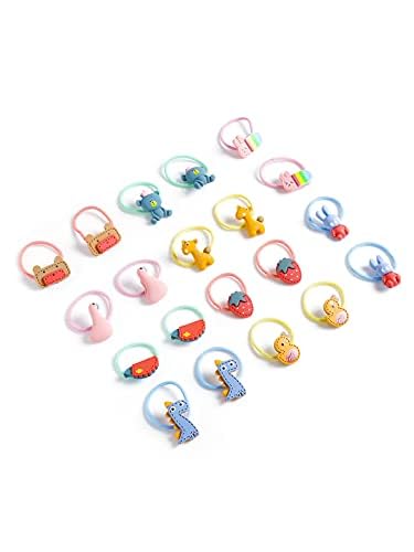 Kairangi Rubber Bands for Girls Kids Hair Accessories for Girls Hair Tie 20 Pcs Cute Characters Rubberbands for Kids Ponytail Holder For Baby Girls Toddlers