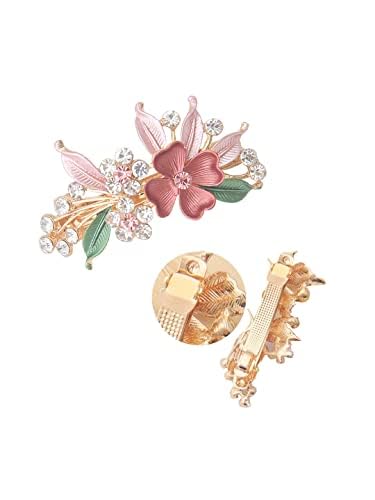 Kairangi Hair Clips for Women Girls Barrette Hair Clips for Women Hair Accessories for Women Enameled Floral Clips for Women French Barrette Hair Clips for Women and Girls Gift For Women & Girls