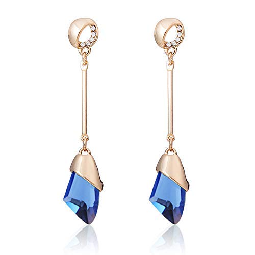 Yellow Chimes Rose Gold Long Hangings Blue Crystal Earring for Women and Girls