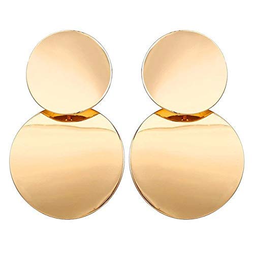 Yellow Chimes Drop Earrings for Women Gold Plated Earrings Geometric Round Dual Circle Drop Earrings For Women and Girls.