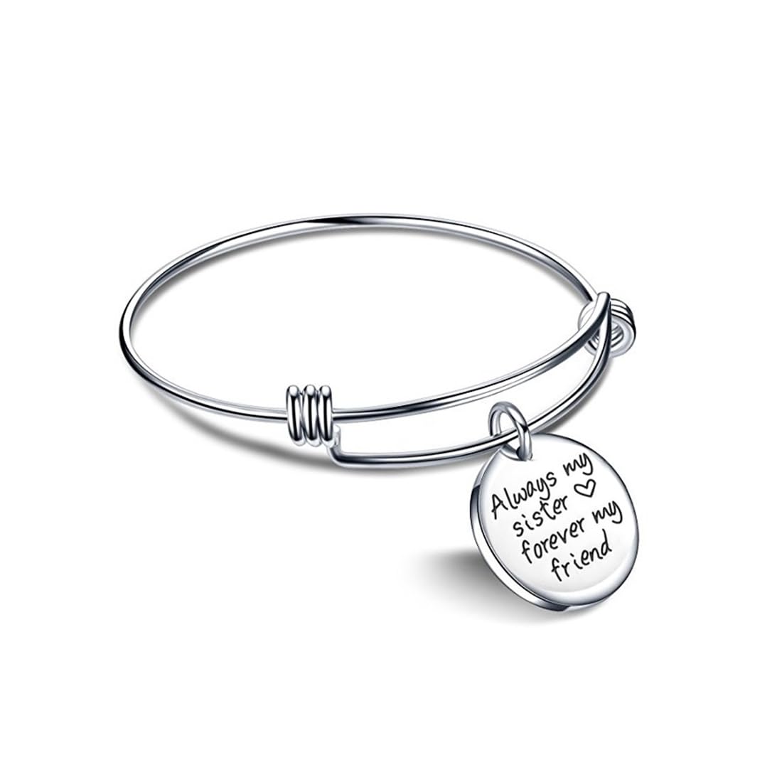 Kairangi Charm Bracelet for Women Sister Message Steel Charm Bangle Bracelet for Girls and Women