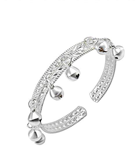 Yellow Chimes Classic Design Silver Tone Jingle Bells Silver Plated Open Cuff Bracelet For Women and Girl's