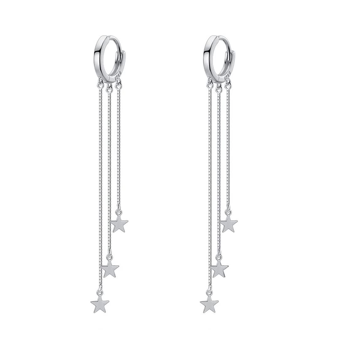 Yellow Chimes Earrings For Women Silver Toned Round Stud Triple Chain Stars Hanging Dangler Earrings For Women and Girls