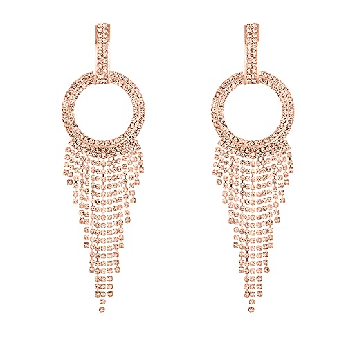 Yellow Chimes Elegant Latest Fashion Gold Plated Crystal Dangler Earrings for Women and Girls, Medium (YCFJER-604CRLDNG-GL)