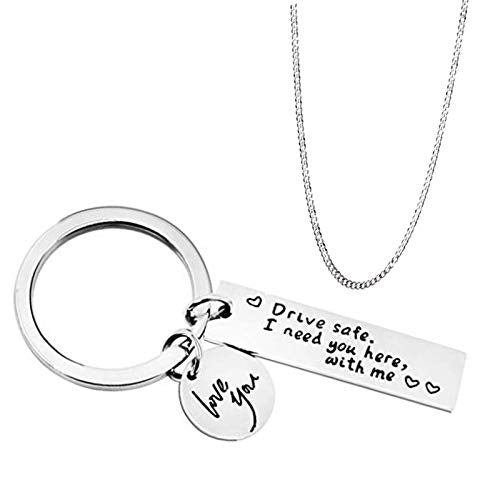 Yellow Chimes 'Drive Safe' Touching Love Message Keychain Pendant with Chain for Men and Boys Gift