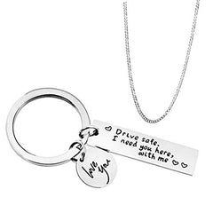 Yellow Chimes 'Drive Safe' Touching Love Message Keychain Pendant with Chain for Men and Boys Gift